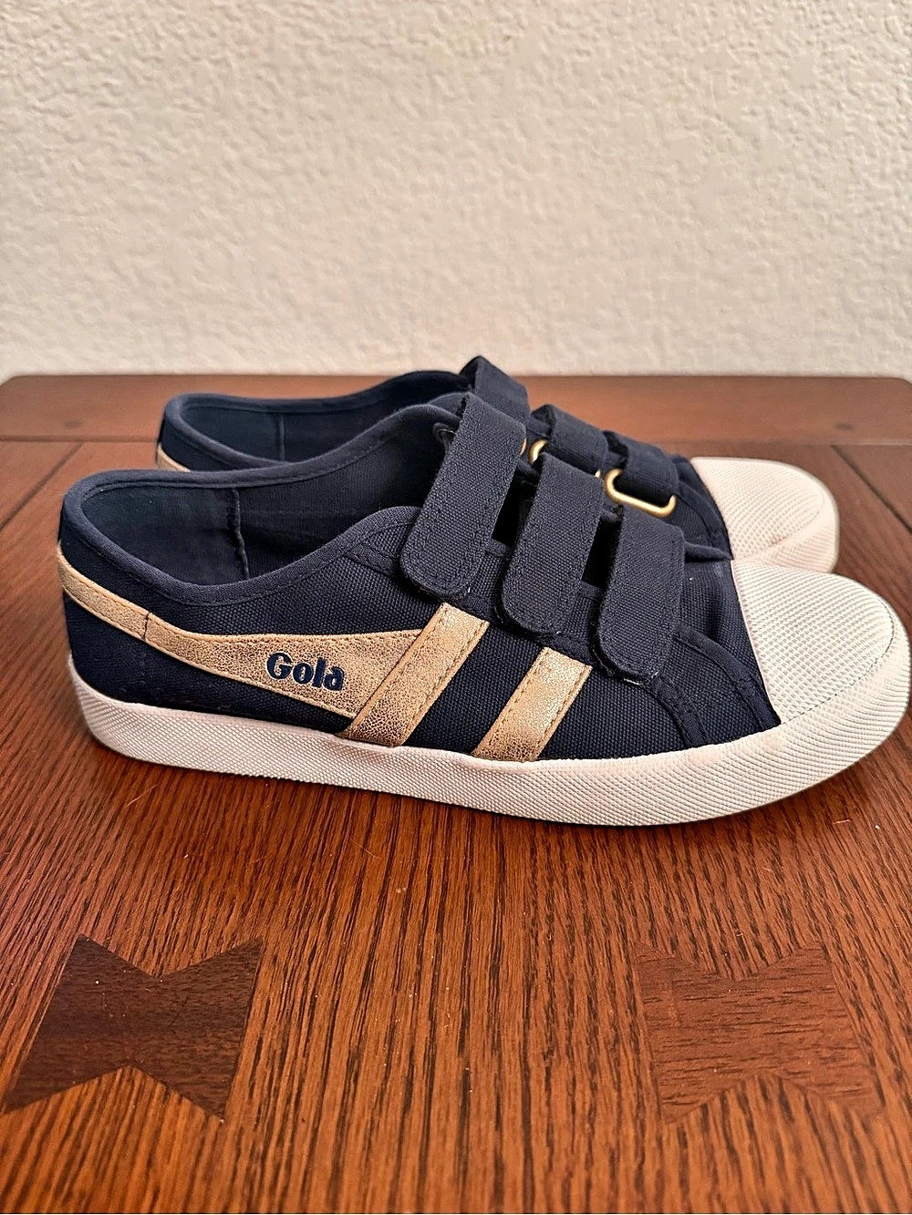 Gola Coaster Strap Sneakers in Blue & Gold